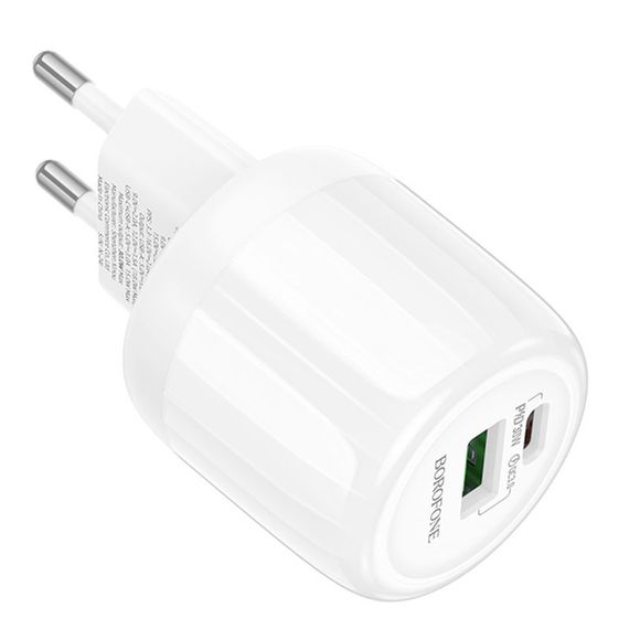 МЗП Borofone BA94A Lustrous PD30W+QC3.0 (1USB-A/1C) White | Зображення 2