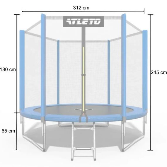 Батут дитячий Atleto 312 см із захисною сіткою і драбиною для дому та дачі синій 42400471 | Зображення 4