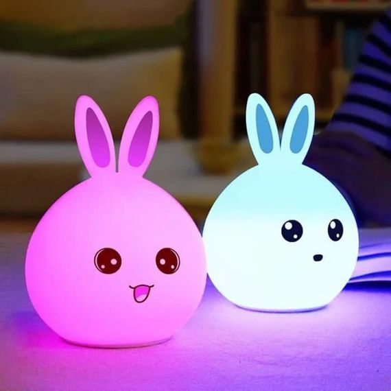 Дитячий світильник – нічник Зайчик LED Rabbit Soft Touch силіконовий із вбудованим акумулятором ∙ 7 режимів свічіння