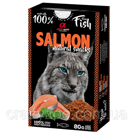 Ласощі для котів Alpha Spirit Salmon Natural Cat з лососем 80 г ALPHG110000945