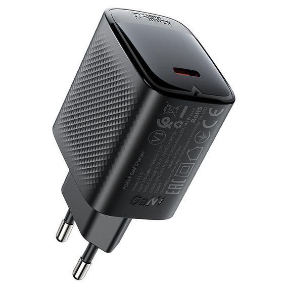 МЗП Acefast A112 GaN PD45W (1USB-C) Black | Зображення 1