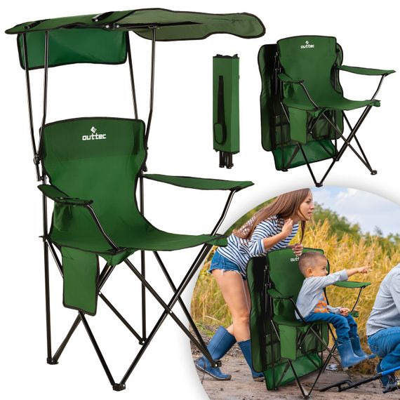 Кресло туристическое раскладное Outtec Sun XXL с крышей зеленый | Зображення 1