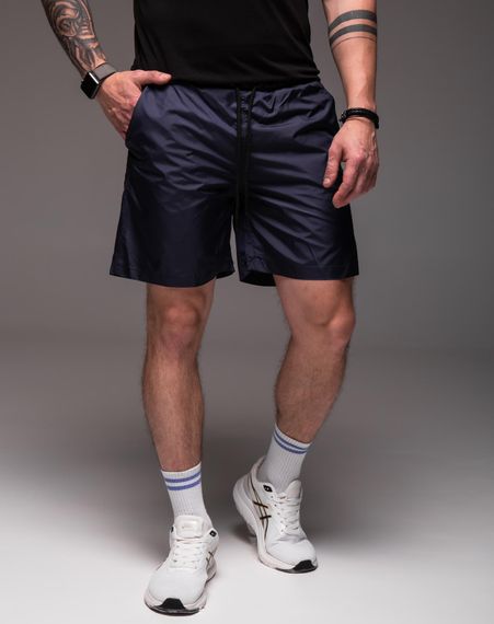 Мужские легкие шорты из плащевки внутри с сеткой RA2040, цвет синий, размер S