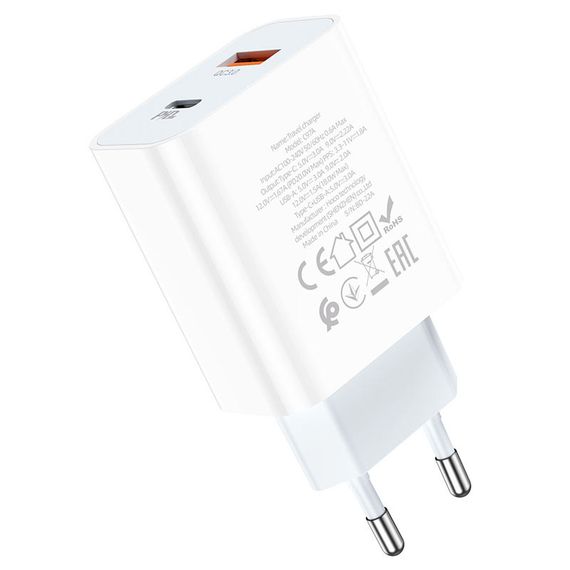 МЗП Hoco C97A PD20W+QC3.0 (1USB-A/1C) Білий | Зображення 4
