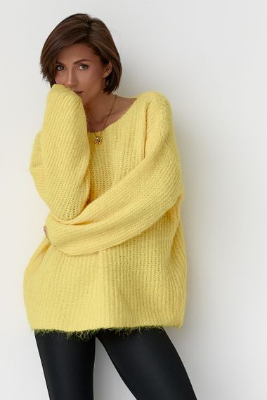 Подовжений джемпер легкої в'язки - жовтий цвет, ONE SIZE (є розміри) | Зображення 4