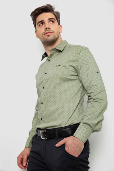 Рубашка мужская с принтом, цвет оливковый, 214R7173 | Зображення 3