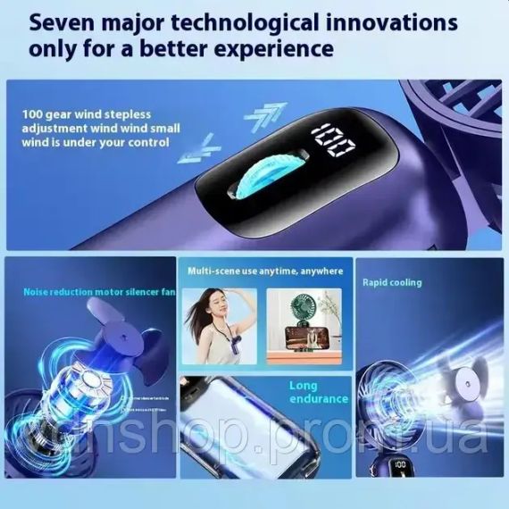 Портативний міні вентилятор Mini fan AND892 з підставкою для телефону та дисплеєм | Зображення 2