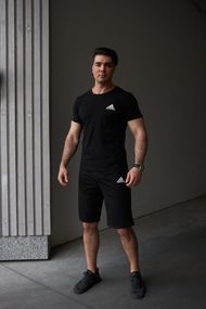 Комплект чоловічий Adidas: футболка чорна + шорти чорні (9445815181)