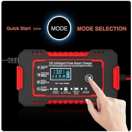 Автомобільний зарядний пристрій автоматичний 12 В 6 А з цифровим дисплеєм Виявлення імпульсу | Зображення 3