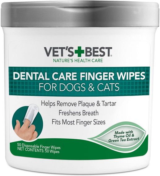 Серветки для догляду за ротовою порожниною собак та котів Vet's Best Dental Care Finger Wipes 50 шт