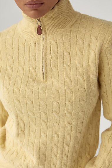 Теплий светр із блискавкою на горловині - лимонний цвет, ONE SIZE (є розміри) | Зображення 3