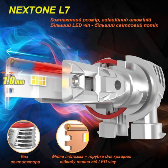 Світлодіодна лампа Nextone Led L7 6000Lm 6000K H4 Hi/Low (1 лампа) | Зображення 4
