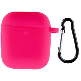 Силиконовый футляр New с карабином для наушников Airpods 1/2 Розовый / Barbie pink