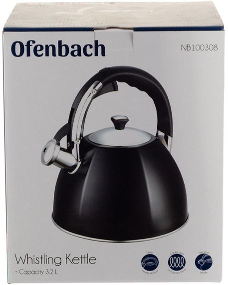 Чайник Ofenbach Augsburg Black 3.2л зі свистком, нержавіюча сталь, чорний | Зображення 7