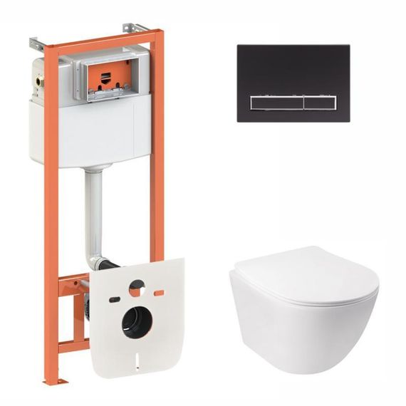 Готове рішення Qtap для ванної кімнати: підвісний унітаз Jay Rimless 520х360х320 + комплект інсталяції Nest 4 в 1 (лінійна