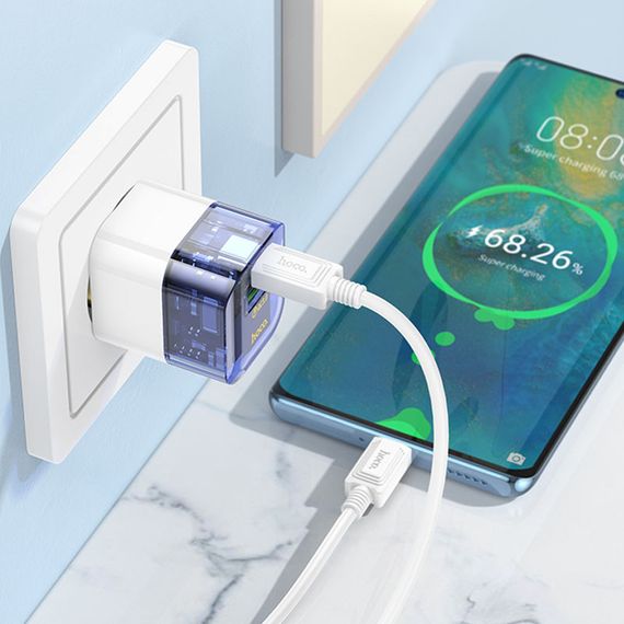МЗП Hoco C131A Platium PD30W+QC3.0 (1USB-C) Transparent blue | Зображення 2