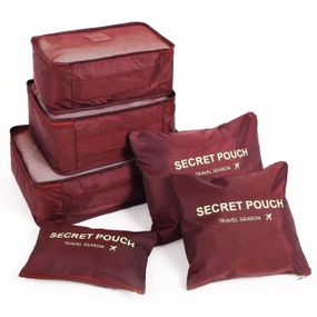 Набір дорожніх органайзерів для речей 6 шт, Secret Pouch, Бордовий / Органайзери для подорожей