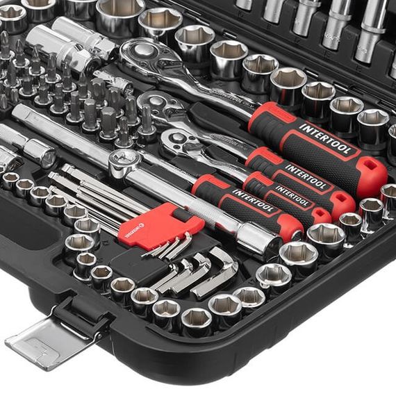 Набір інструментів 156 од., STORM, 1/2", 3/8", 1/4", Cr-V INTERTOOL ET-8156 | Зображення 5