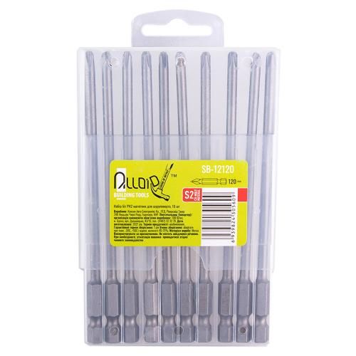 Alloid. Набір біт магнітних для шуруповерта PH2 120мм, S2 (10шт) | Зображення 1
