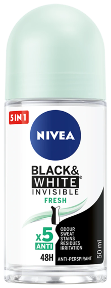 NIVEA Black & White Invisible Роликовий антиперспірант, Fresh 72 год,  50 мл