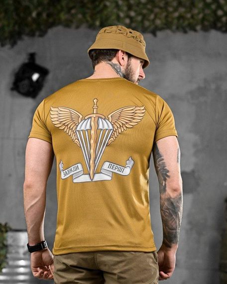 Тактическая потоотводящая футболка всегда первые кайот ДЛ6473