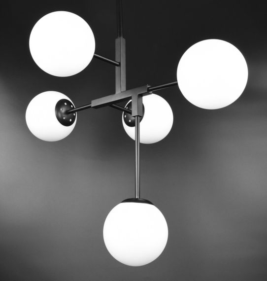 Люстра стельова на 5 лампочок 26613 Чорний 55-105х52х69 см. | Зображення 5