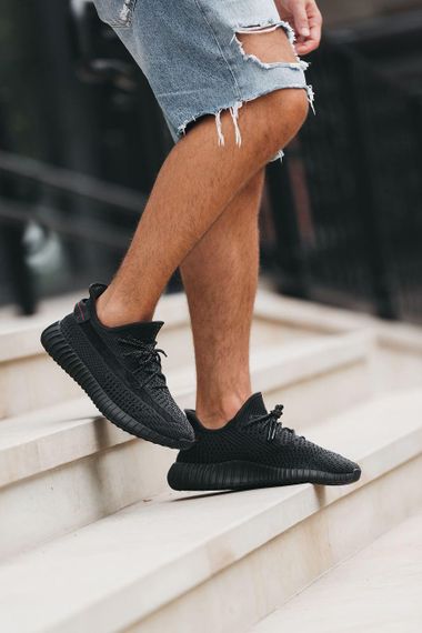 Кросівки Yeezy Boost 350 v2 Black (Шнурки рефлектив) , В'єтнам 0001 | Зображення 4