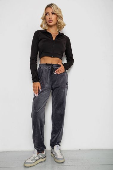 Спортивные штаны велюровые женские на флисе  -уценка, цвет серый, 238R58649-U | Зображення 1