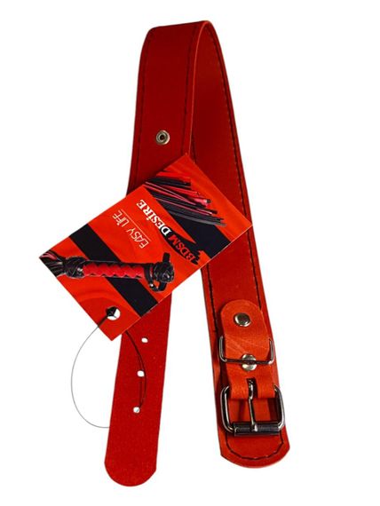 Вишуканий нашийник із високоякісної натуральної шкіри в червоному кольорі Sex Aura | Зображення 2