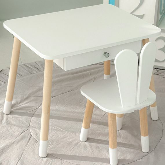 Дитячий столик і стільчик зайчик білий. Столик із шухлядою для олівців і розмальовок 73587 | Зображення 4