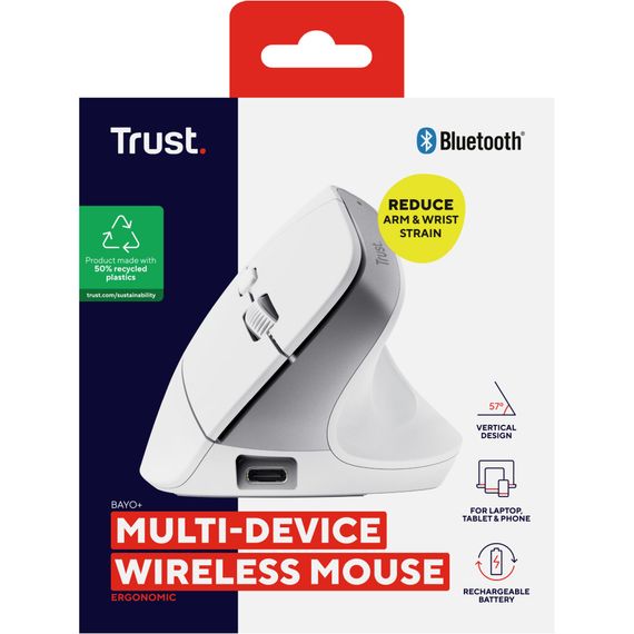 Мишка Trust Bayo+ Ergonomic Wireless/Bluetooth White (25399) | Зображення 8