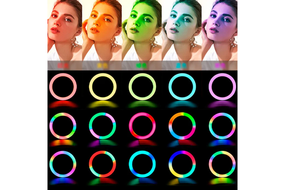 Кольцевая лед-лампа для студийного освещения Ring RGB MJ 36 36см  с пультом для фото и видео | Зображення 2
