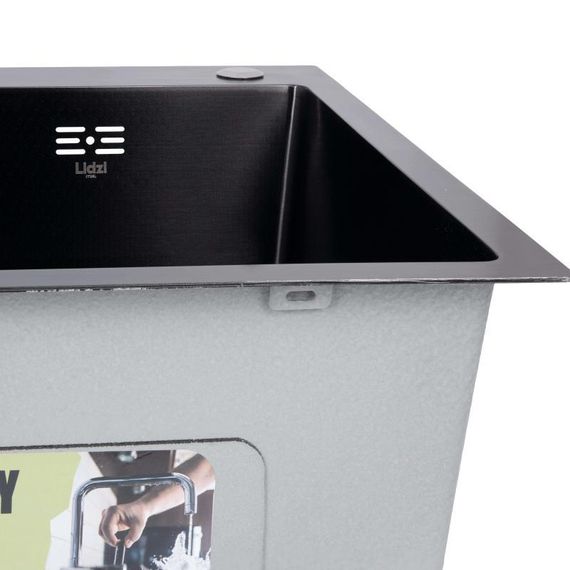 Lidz Handmade H5050HB Мойка для кухни интегрированная Decor Black PVD Honeycomb 2,5/0,5 мм LDH5050BDECPVD48369 | Зображення 5