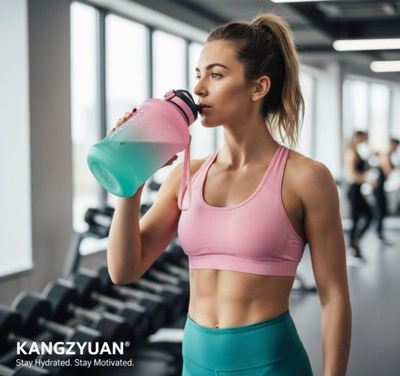 Эко-бутылка KANGZYUAN 2500 мл (2.5 л) - Розовая Tritan BPA-free, ударопрочная, спортивная с ручкой и ремешком | Зображення 6