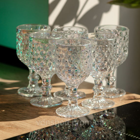 Набор бокалов для вина 6 шт по 220 мл на низкой ножке Прозрачный HP-19-104 | Зображення 3