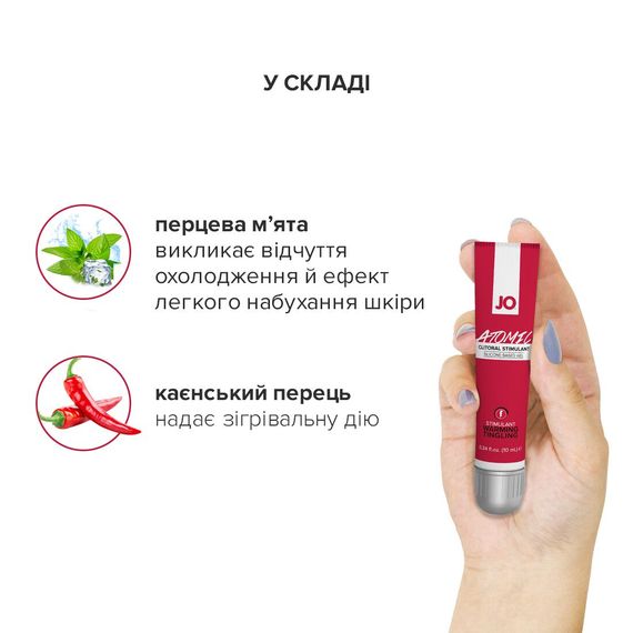 Возбуждающий гель для клитора JO ATOMIC WARMING (10 мл) разогревающий | Зображення 4
