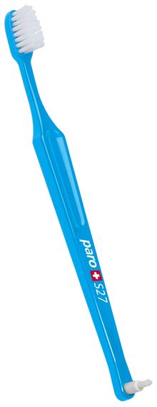 Дитяча зубна щітка paro® children toothbrush S27 м'яка, з монопучковою насадкою в поліетиленовій упаковці, блакитна