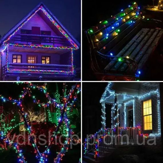 Гірлянда Роса 200 м МУЛЬТИК – зелена нитка, пульт, 8 режимів | Зображення 2