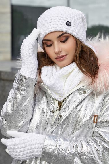 Комплект «Миледи» (шапка, снуд, перчатки) белый