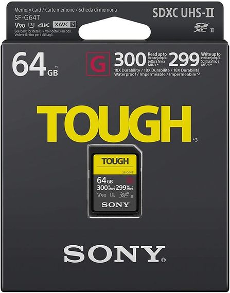 Карта памяти Sony 64GB SDXC C10 UHS-II U3 V90 R300/W299MB/s Tough (SF64TG) | Зображення 1