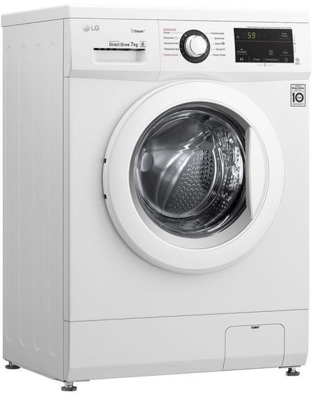 Стир. машина с фронт. загр. LG F2J3HS0W, 7кг, 1200, A+++, Пар, глубина 44см, Дисплей, Инвертор, Белый (F2J3HS0W) | Зображення 1