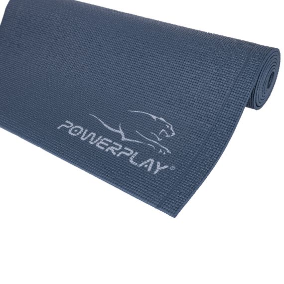 Килимок для йоги та фітнесу PowerPlay 4010 PVC Yoga Mat Темно-синій (173x61x0.6) | Зображення 2