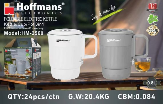 Електрочайник-каструля Hoffmans HM-2560 • Компактна електрокаструля 2 в 1 на 0,8 л і 1200 Вт для води та простих страв | Зображення 5