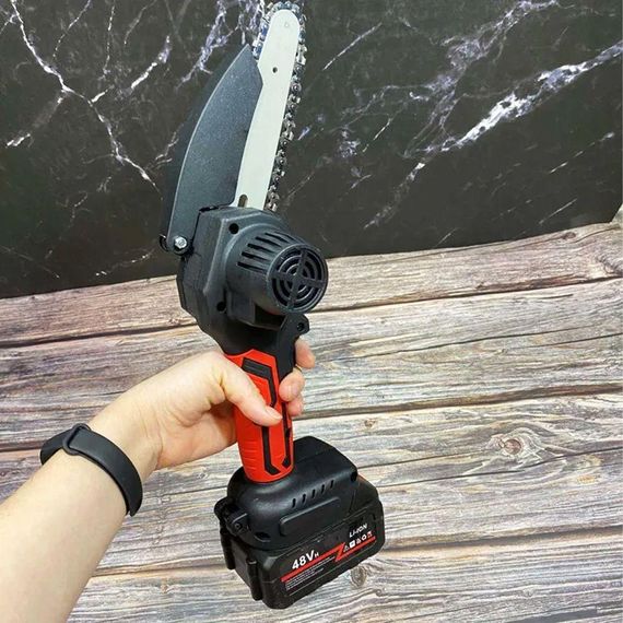 Акумуляторна міні пила в кейсі + 2 акумулятори 48В / Ланцюгова електропила / Ручна електропилка для саду | Зображення 7