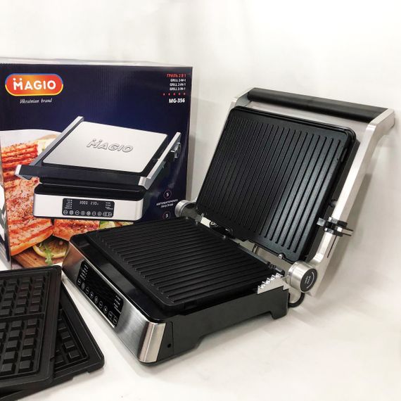 Гриль решетка для жарки мяса Magio MG-356 2400 Вт, Настольный гриль с прижимом, Домашняя бутербродницы NK-64 | Зображення 4