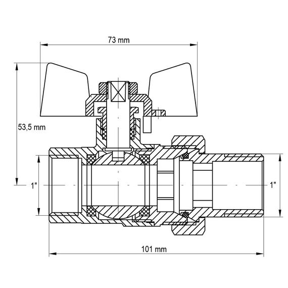 Кран з американкою 1" (Koer KR.227.W) білий (KR0098) | Зображення 1