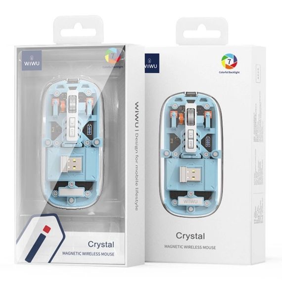 Беспроводная мышь WIWU Crystal WM105 Dual bluetooth+2.4G Blue | Зображення 1