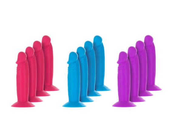Набор фаллоимитаторов ADDICTION Silly Willy 3.3” Silicone Dildo, 3 цвета, 12 шт Sex Aura