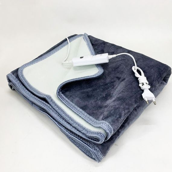 Електропростирадло односпальне 70х150 см тепле електро простирадло ковдру з підігрівом в клітинку з регулятором сірий YJ-41 | Зображення 2