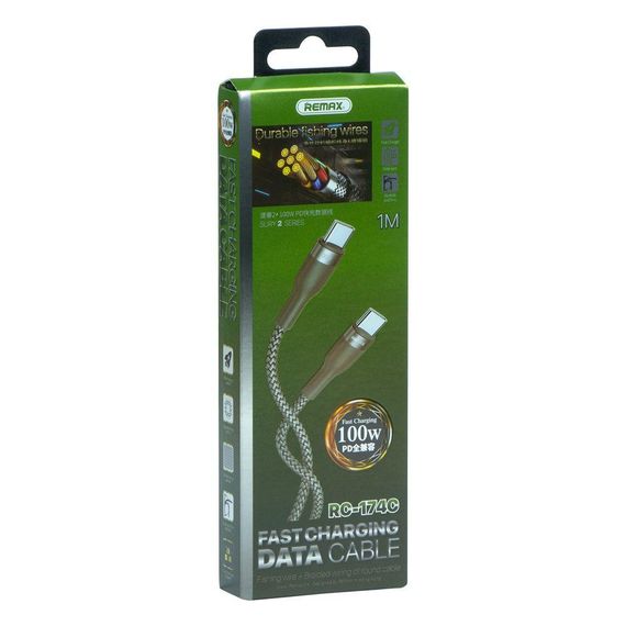Кабель USB Remax RC-174c Sury 2 PD 100W Type-C to Type-C Колір Чорний | Зображення 2